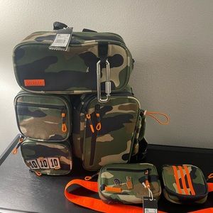 Backpack, Crossbody, and Bucket Hat